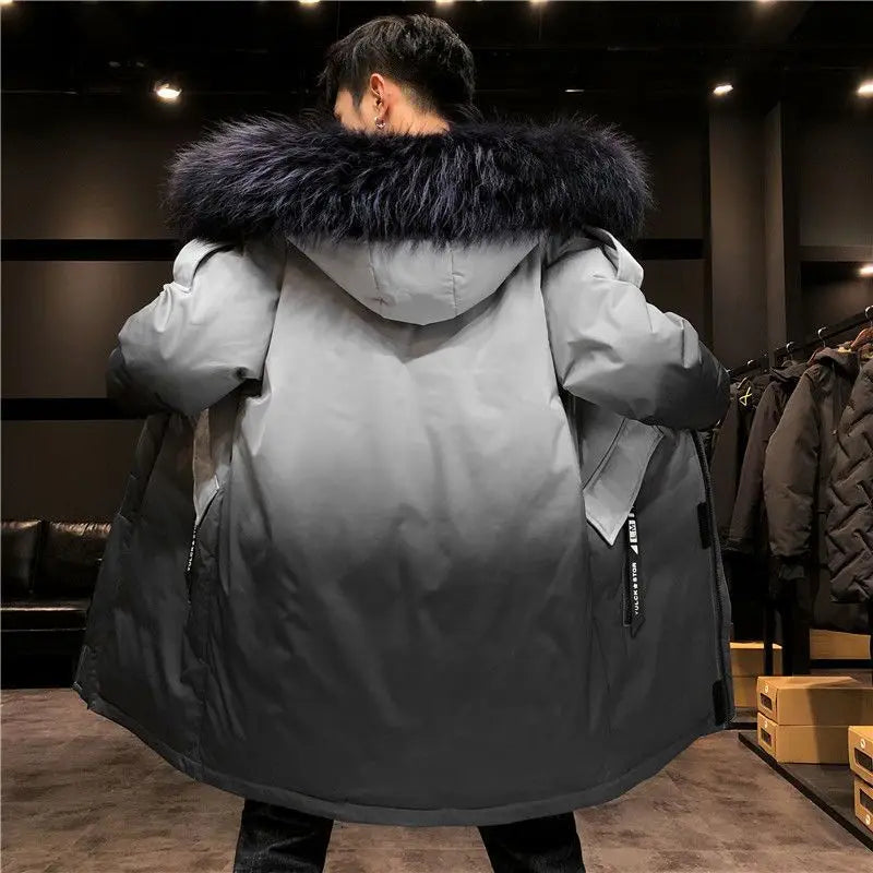 Men Winter New Warm Casual Fur Hooded Jacket Parkas Men Outdoor Fashion Warm Thick Pockets Army Coat Parkas Men
