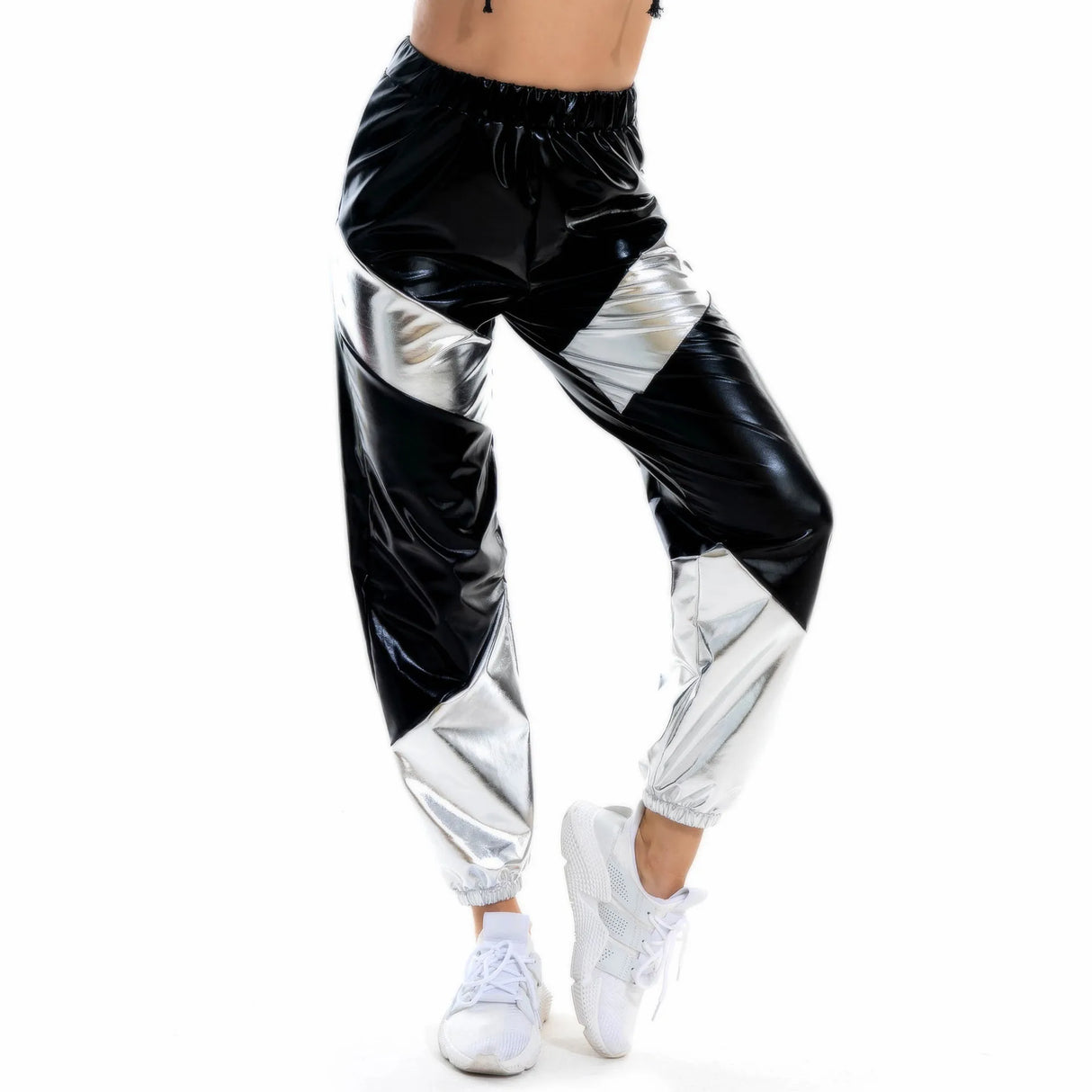 Women Shiny Metallic Joggers Pants Hip Hop Trouser Holographic Clothes Rave Festival Disco Pole Street Wear Dance Wear Sweatpant