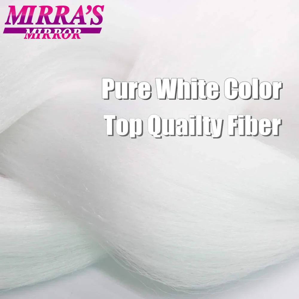 Mirra's Mirror 5 Packs Long Braiding Hair 82 Inch Jumbo Braid Hair Extensions Pure White Yellow Red Blue Synthetic Hair For Bulk