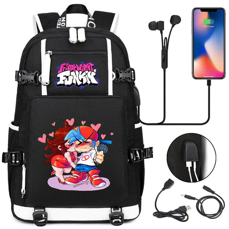 Friday Night Funkin Backpacks For School Multifunction USB Charging Bag Boy Girl Teenager School Bags Travel Laptop Mochila