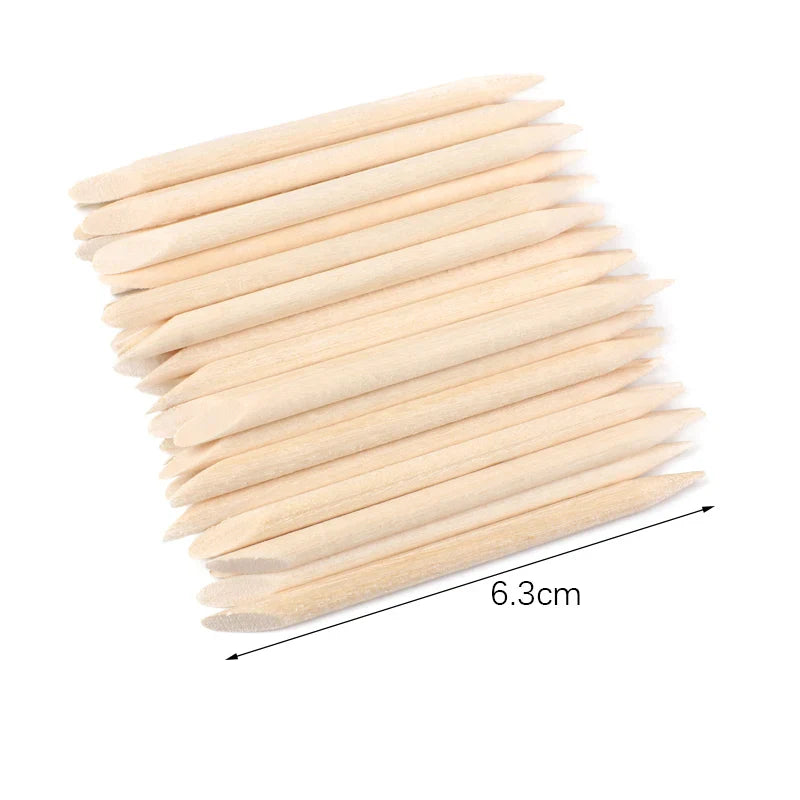 500Pcs/Pack Wooden Cuticle Pusher Remover Orange Stick Sticker Picker  Dual End Wood Manicure Dead Skin Removal Nail Care Tools