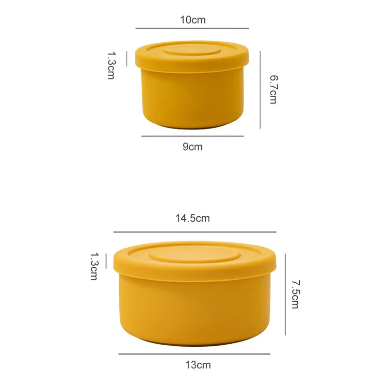 Baby Silicone Feeidng Solid Food Storage Box Kitchen Bento Round Bowl Microwave Heating Dishes Plates Children's Tableware