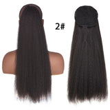 HANNE Yaki Straight Ponytail Hair Extensions For Black Women Wrap Around Clip In Magic Paste Heat Resistant Synthetic Hair Piece