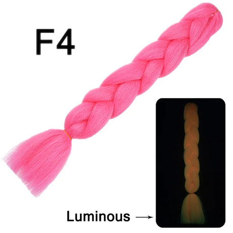 24 Inch Luminous Jumbo Braiding Hair Pre Stretched Afro Ombre Synthetic Hair Braid Extension For White Women Box Twist