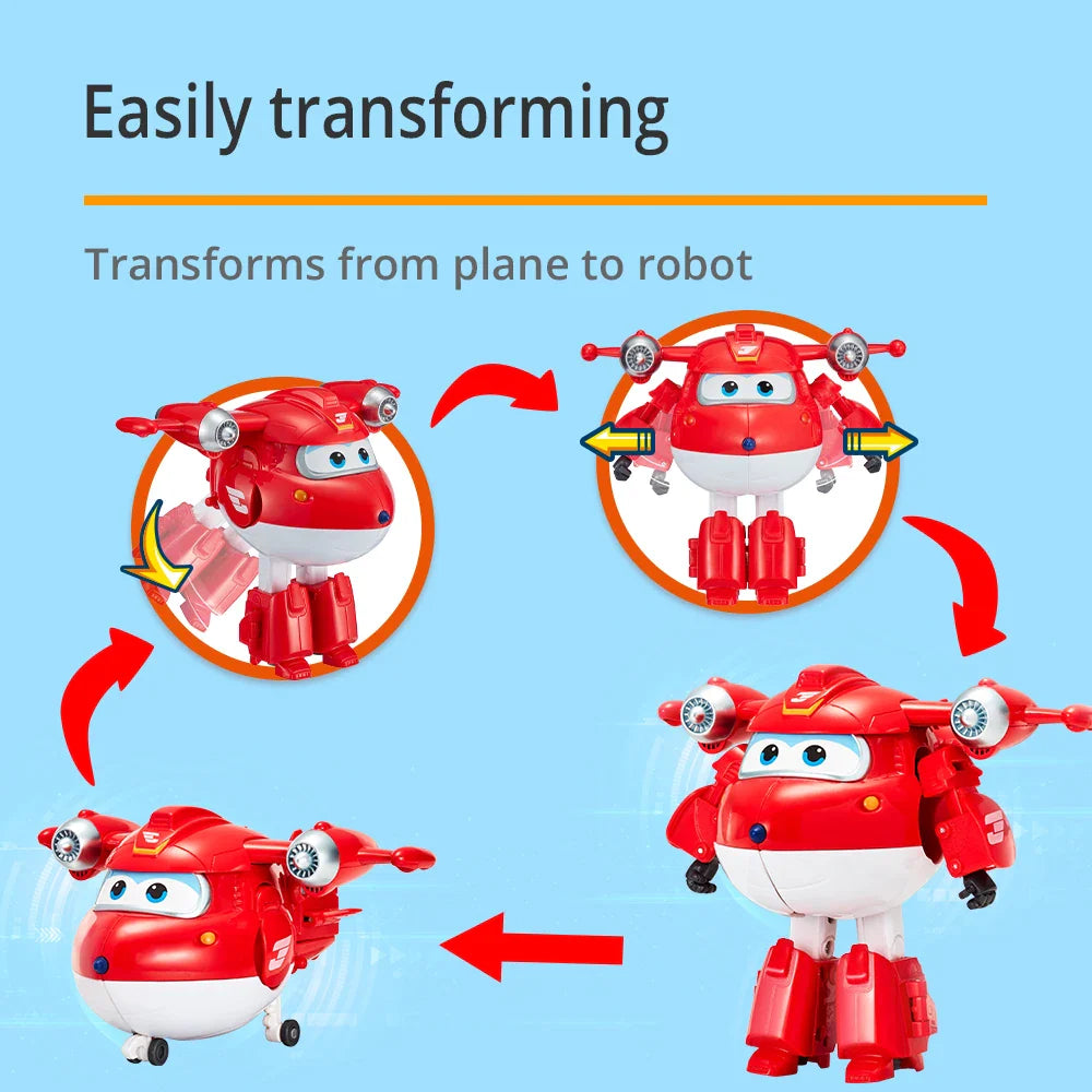 Super Wings 5 Inches Transforming Jett Dizzy Donnie Deformation Airplane Robot Action Figures Transformation Animation Kid Toys