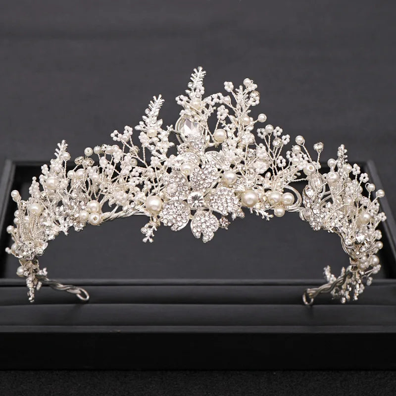 Wedding Crown Gold Silver Color Rhinestone Crystal Diadem Queen Crown Princess Tiaras Bridal Hair Jewelry Party Hair Accessories