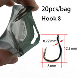 20pcs Hair Carp Rig Accessories Carp Fishing Hooks High Carbon Steel Method Feeder Barbed Fishhook PTFE Carp Coarse Fish Tackle