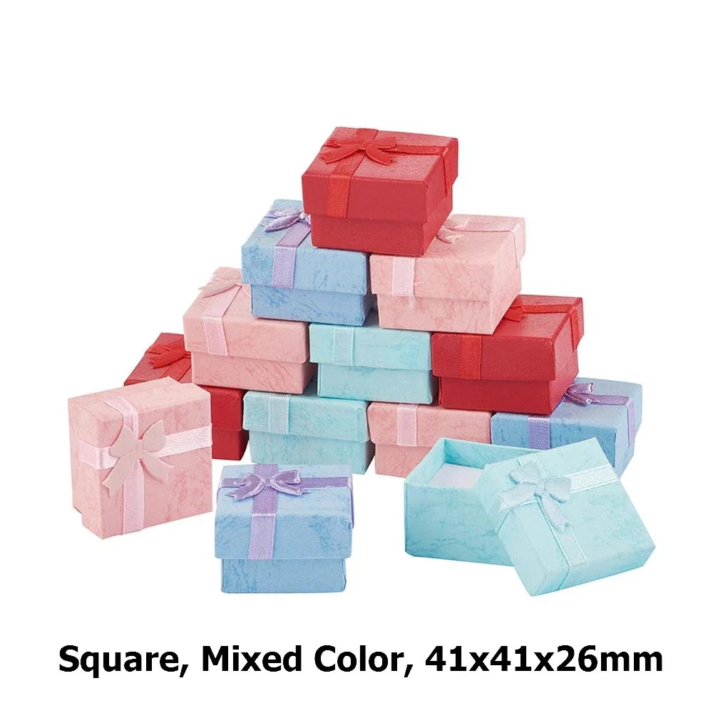 12pcs Cardboard Jewelry Set Gift Box Ring Necklace Bracelets Earring Gift Packaging Boxes With Sponge Inside Rectangle