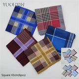 6PCS 43cm High quality printed cotton men handkerchief Square male stripe Towel pocket scarf handkerchiefs washcloth hand towel