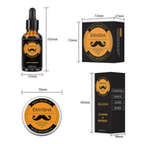 1Set Men Beard Grooming Kit Mustache Beard Hair Growth Oil Styling Tool Beard Essential Balm Comb Moisturize Wax Scissor