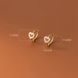 WOOZU 925 Sterling Silver INS Minimalism Sweet Love Heart CZ Zircon Hoop Earrings For Women Girl Small Ear Buckle Jewelry Gift