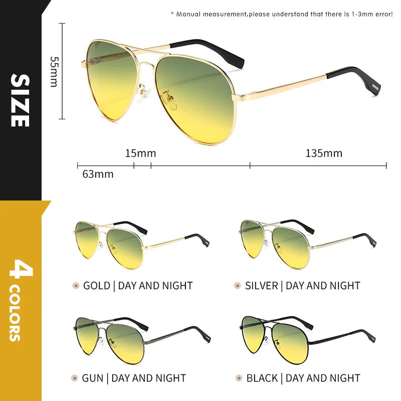 Fashion Pilot Sunglasses For Men Polarized Photochromic Day Night Driving Glasses Women Chameleon Goggles Unisex sonnenbrille