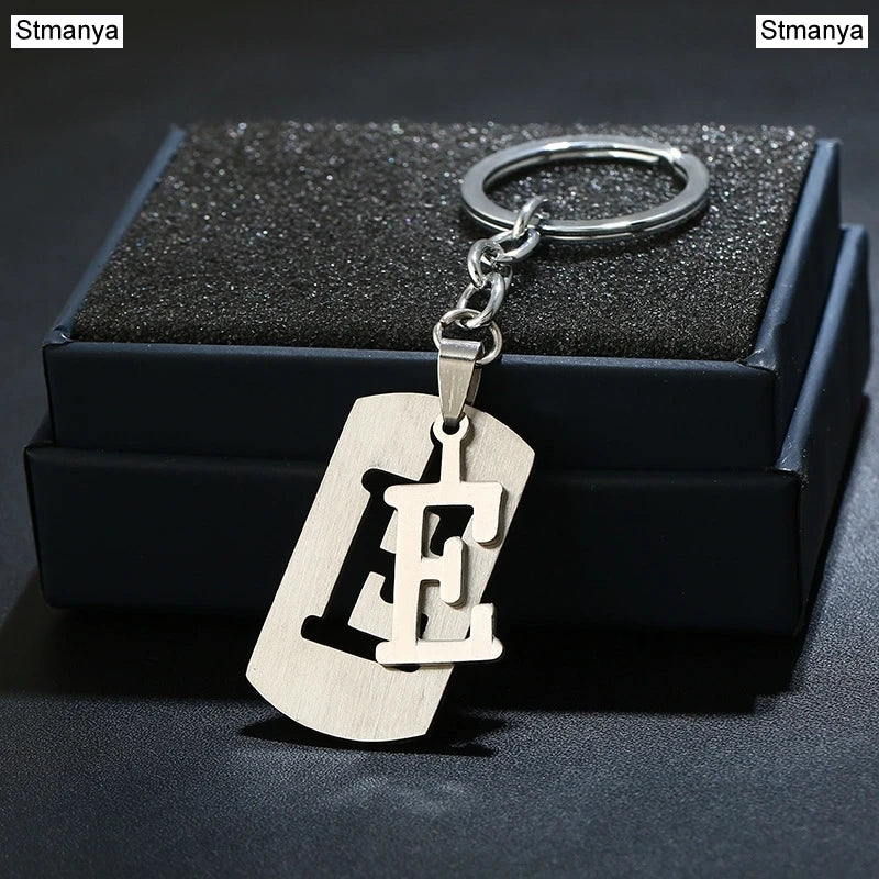 NEW DIY Stainless Steel A-Z Letters key Chain Charm 26 Letters  KeyChain Men Women keychain Couple gift Jewelry Car Key Ring