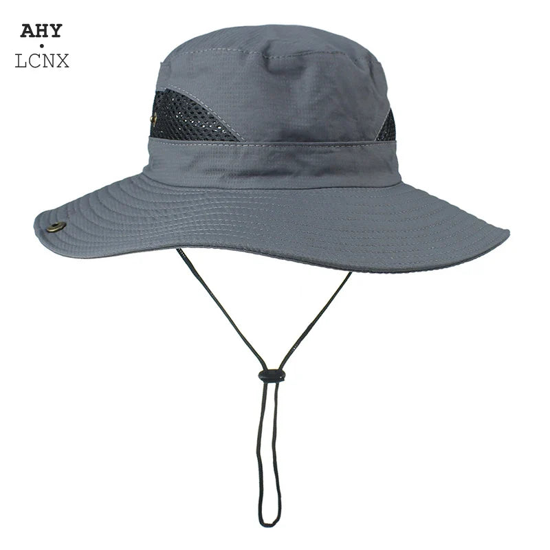 New Outdoor Men Hats Fishing Cap Solid Color Wide Brim Anti-uv Beach Sun Caps Women Bucket Hat Summer Autumn Hiking Camping