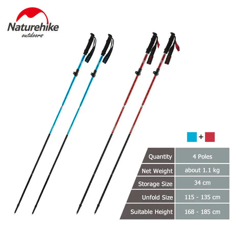 Naturehike Trekking Pole ST09 Folding Hiking Stick Ultralight Hiking Pole Collapsible Hiking Stick Climbing Stick Trekking Stick