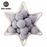 Let's Make 100Pcs Crochet Beaded Wood Teether 16mm Round Baby Wooden Teether Crochet Toys Braided Teething Beads Baby Oral Care