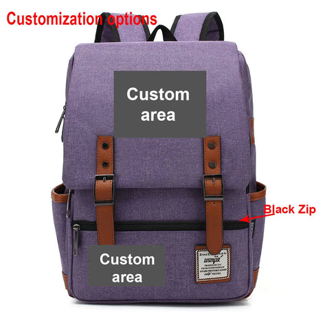 Customized Print DIY Your Like Photo or Logo Boy Girl Student School Bag Teenagers Schoolbags Canvas Women Bagpack Men Backpack