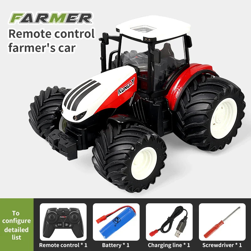 RC Farm Tractors Car Trailer 2.4G Radio Controlled Cars Farming Simulator Truck Miniature Farmer Animal Model Toys Children Boy