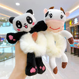 2pcs Plush Animal Scrunchie Set Elastic Hair tie Ponytail Rubber Band Accessories Kawaii Stuffed Cartoon Frog Cat Hair Rope Girl