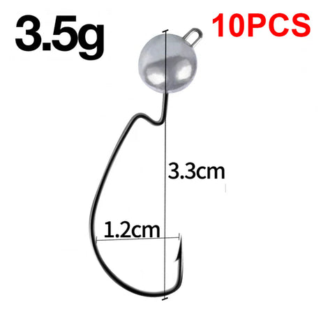 10Pcs Fishing Crank Hook 3.5g 5g 7g 10g Exposed Jig Head Fishing Tackle Barbed Fishhook Bass Saltwater Fishing Tackle 2021