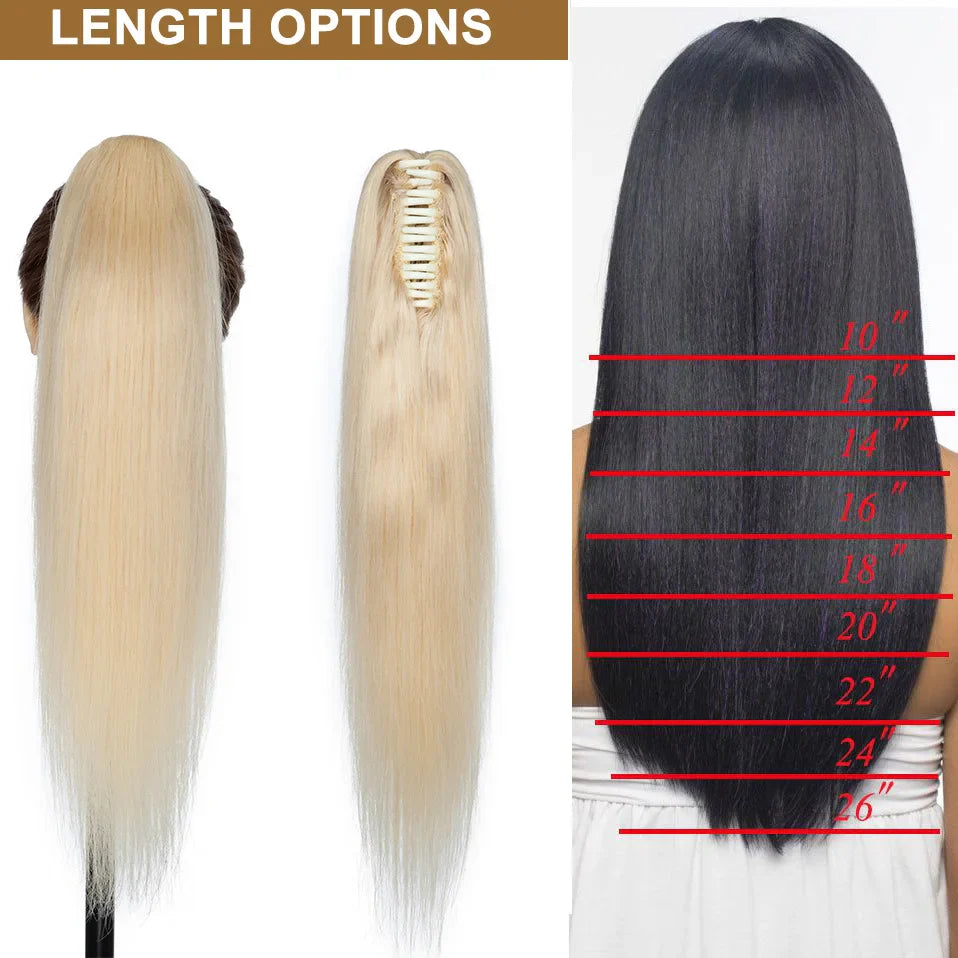 S-noilite Ponytail Human Hair 14-22Inches Claw Clip in Ponytail Human Hair Extension Women Hairpiece Natural Black Blonde Brown