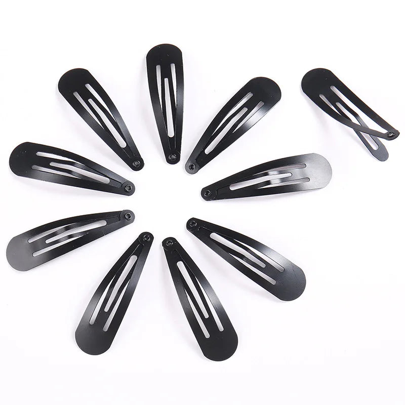 100Pcs Cute 5CM Hair Clips Pins Metal Snap Hair Accessories for Girls BB Hairpins Black Headbands for Kids Hairgrips Styling