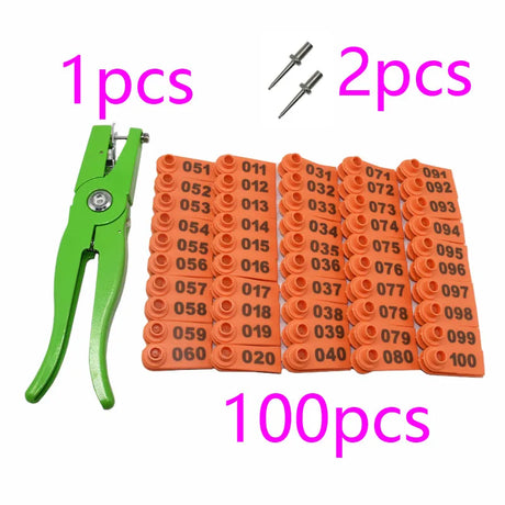 Ear Tag Sheep Marker Applicator 001-100 Ear Tags For Goat Ldentification Kit Ear Tagger With 2 Pcs Pins Ear Tag Pliers