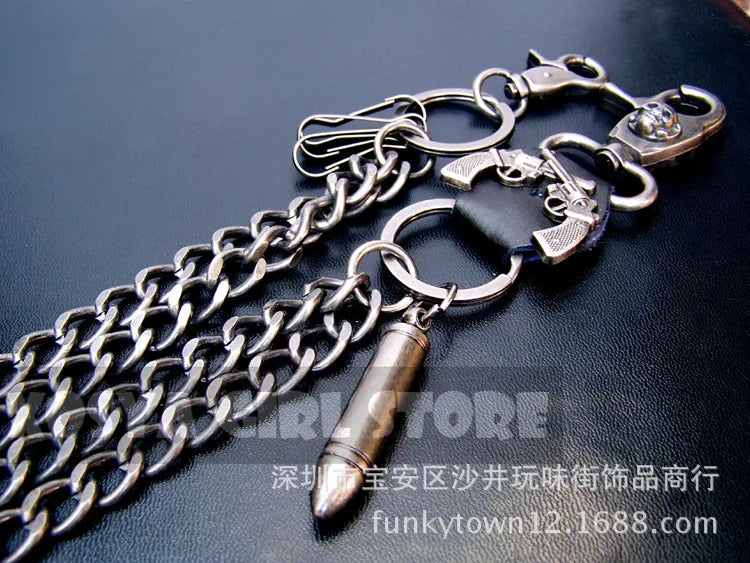 Hip hop punk horns skull metal casual wild pants chain wallet chain key chain men's waist chain DR02