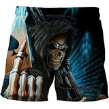 Funny 2021 New Mens Black Skull Board Shorts 3D Printed Summer Beach Shorts Masculino  Women Quick Dry Swimsuit short homme