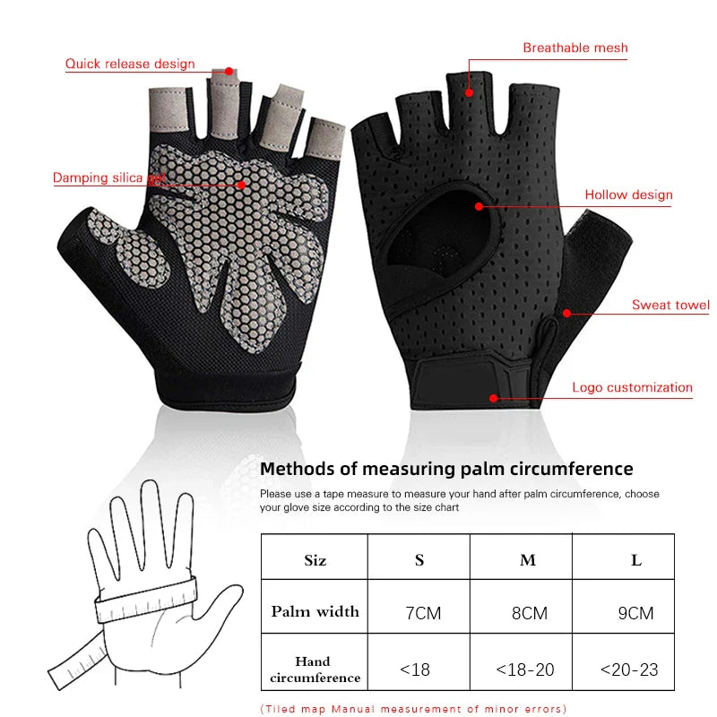 Coolfit Breathable Fitness Gloves Weight Lifting For Heavy Exercise Sport Gym Gloves Women Body Building Non-Slip Half Finger