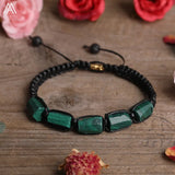 Natural Black Tourmaline Nugget Beads Knotted Handmade Woven Bracelet Women Stone Beads Braid Bracelet Adjustable N0456AMI