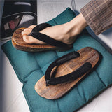 Clogs Men's Slippers Japanese Style Wooden Shoes Handmade Chinese Style Wooden Slippers Home Summer Sandals Flip Flops Women