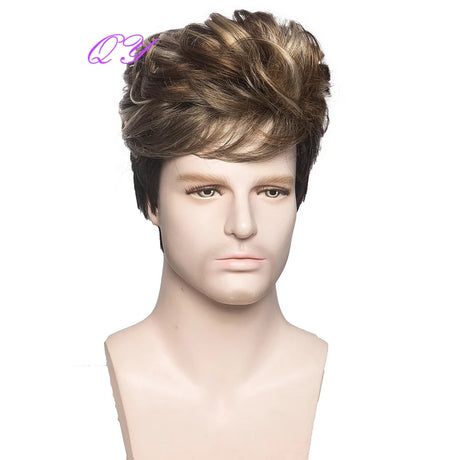 Synthetic Man Wigs  Black Short Curly For Men Wigs With High Temperature Fiber Daily Wear Curl Fashion Hairstyle Male Wig