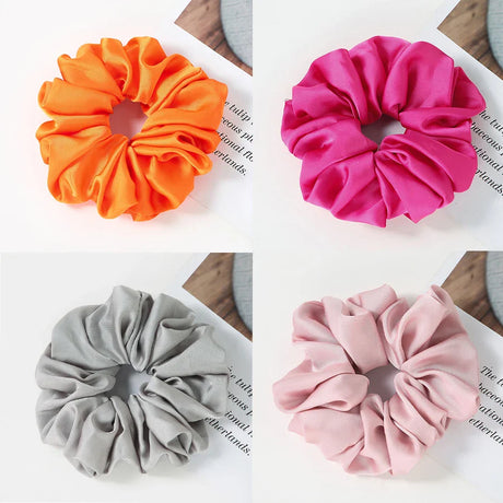 4Pcs/3Pcs Oversized Scrunchie Big Rubber Hair Tie Set Solid Stain Elastic Hair Bands Girl Ponytail Holder Super Hair Accessories