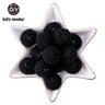 Let's Make 100Pcs Crochet Beaded Wood Teether 16mm Round Baby Wooden Teether Crochet Toys Braided Teething Beads Baby Oral Care