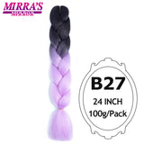 Jumbo Braiding Hair Extensions 24inch Ombre Hair For Braids 5Pcs Box Braid Yaki Texture Synthetic Fiber Fake Hair Mirra’s Mirror