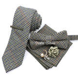 Top 50% Wool Soft 7cm Tie Bowtie Hankie Clip Brooch Sets Dusty Green Solid Classy Men Wedding Suit Daily Cravat Accessory Gift