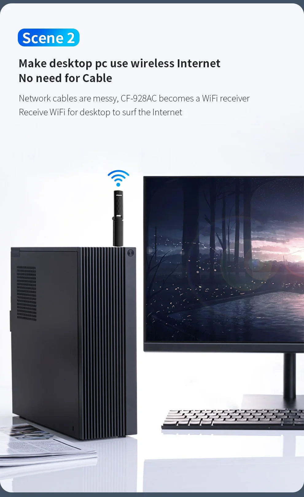 Free-Drive Wif Adapter 2.4&5.8Ghz MT7612U 1200M Wi-fi Antenna WI FI Wireless Network Card Desktop PC Windows Linux USB Receiver