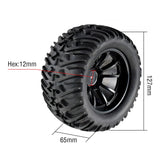 4PCS 12mm Hub 1/10 Tyre Wheel 120mm 125mm 130mm Monster Truck Tires Wheels Buggy RC Car Crawler Traxxas Scx10 Buggy