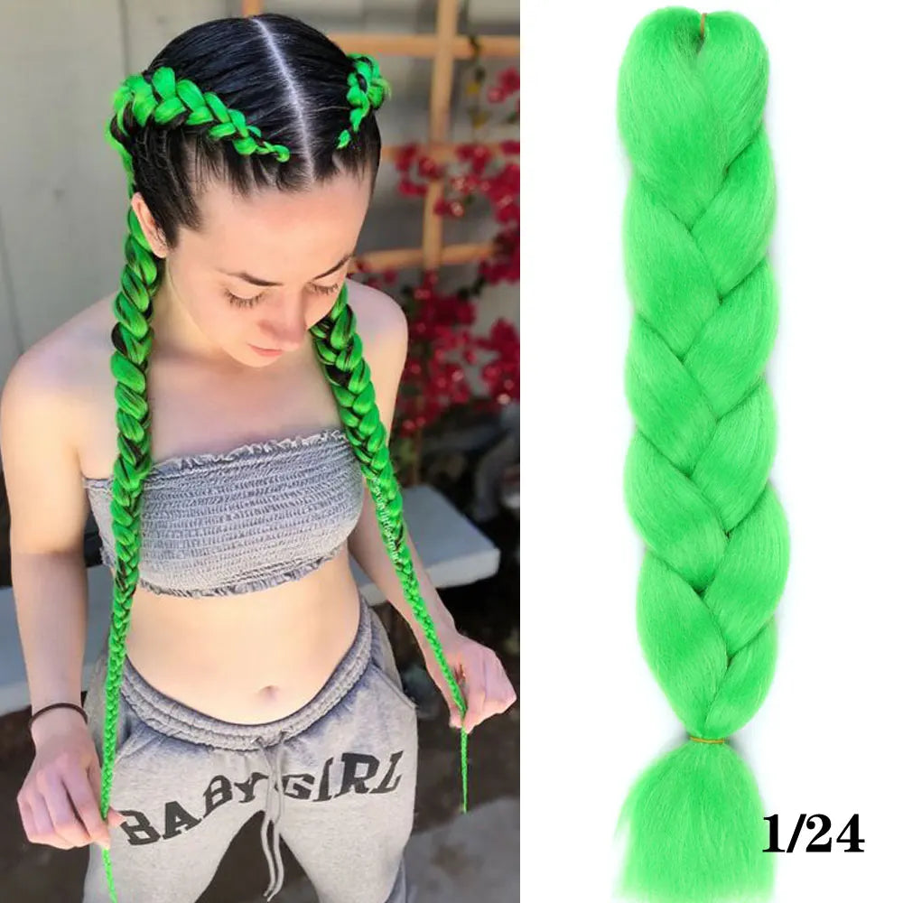 24Inch Synthetic Hair Extensions for Braids 100g/pc Jumbo Braiding Hair Kanekalon Colored Hair Pre Stretched Yaki Jumbo Braids