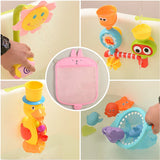 QWZ New Baby Bathroom Mesh Bag Sucker Design For Bath Toys Kids Basket Cartoon Animal Shapes Cloth Sand Toys Storage Net Bag