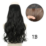 Hair Extensions No Clips Synthetic Fake Hair Ombre Pink Blonde Brown Black Natural Wavy Curly False Hair Piece For Woman