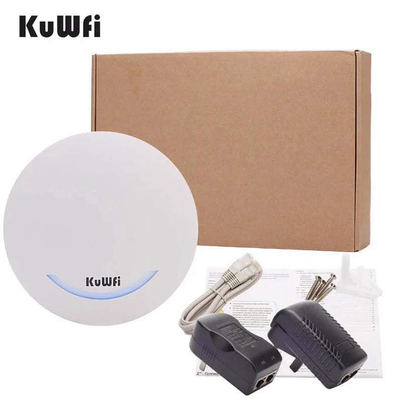 KuWFi 1200Mbps Wi-fi router Ceiling Mount Ethernet Port AP  Wireless Access Point 48V Wifi amplifier with 4dBi Wifi antenna