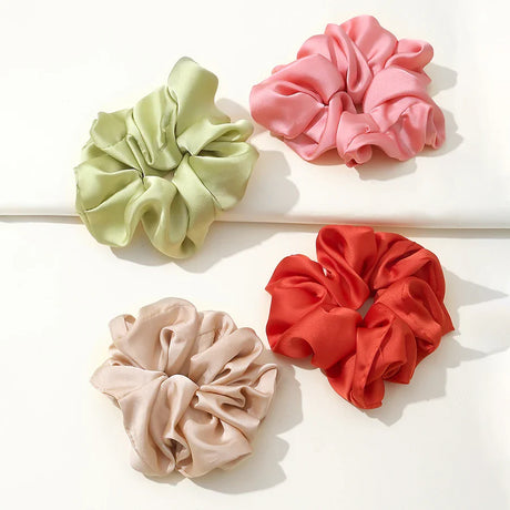 4Pcs/3Pcs Oversized Scrunchie Big Rubber Hair Tie Set Solid Stain Elastic Hair Bands Girl Ponytail Holder Super Hair Accessories