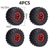 4PCS 12mm Hub 1/10 Tyre Wheel 120mm 125mm 130mm Monster Truck Tires Wheels Buggy RC Car Crawler Traxxas Scx10 Buggy