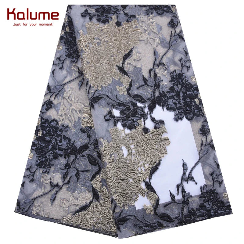 African Tulle Lace Fabric 2024 Satin Nigerian Brocade Gild Jacquard Lace Fabric For Sewing Wedding Party Dress Women Cloth F2078