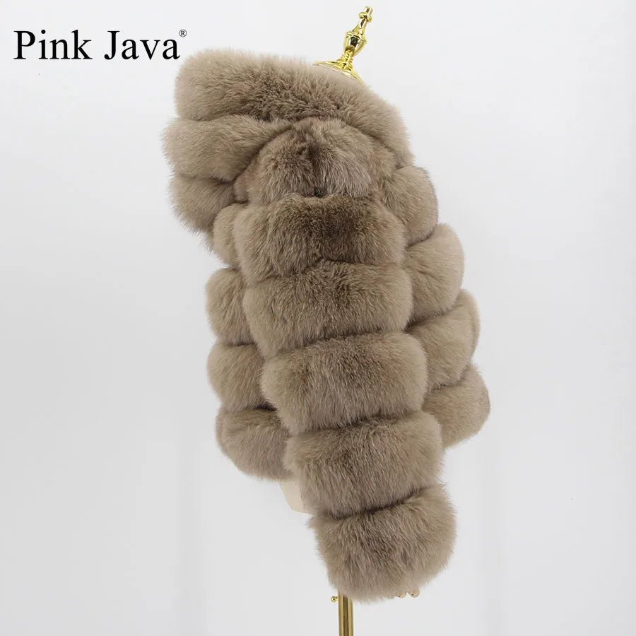 pink java QC20110 women winter fur coats real fox fur coat natural fur jacket hood fur coat luxury fashion fur clothes wholesale