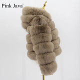 pink java QC20110 women winter fur coats real fox fur coat natural fur jacket hood fur coat luxury fashion fur clothes wholesale