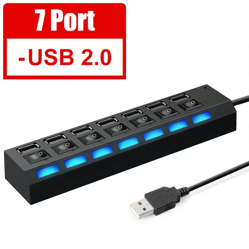 USB Hub 3.0 USB 3 0 Hub Multi USB Splitter 3 Hab Use Power Adapter Multiple Expander 2.0 Hub With Switch For Laptop Accessoriess