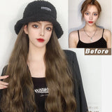 AS  Syntheti Curly hair Lamb wool fisherman hat Berets  Wig Natural Black Straight Wigs Naturally Connect Synthetic Hat Wig Adju